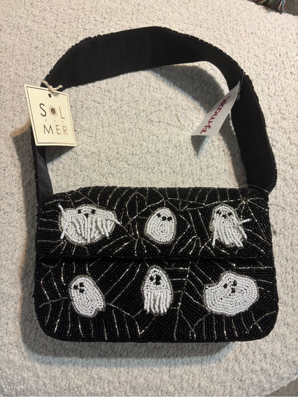 Beaded Ghost Shoulder Bag